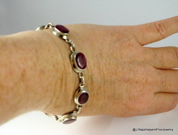 Real Red Ruby Sterling Silver Bracelet: Flexible … - image 4