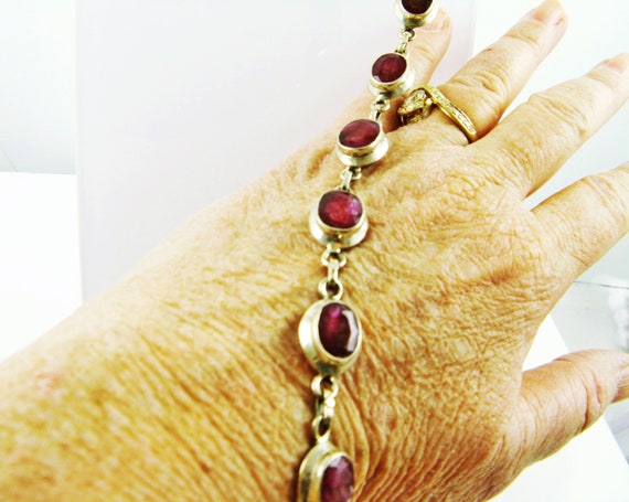 Real Red Ruby Sterling Silver Bracelet: Flexible … - image 8