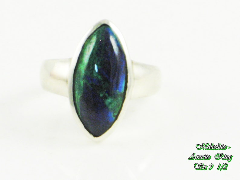 Azurite Malachite Green Malachite Ring Blue Azurite Ring Blue Green Gemstone Natural Gemstone Azurite Ring Malachite Ring Sterling