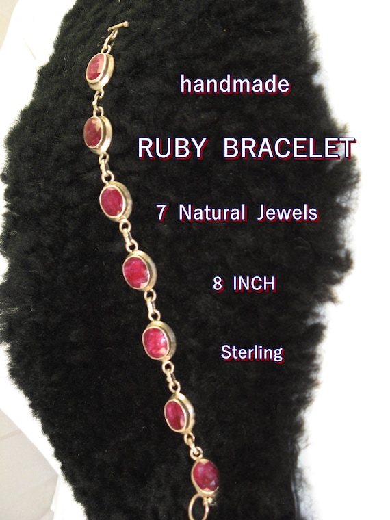 Real Red Ruby Sterling Silver Bracelet: Flexible … - image 3