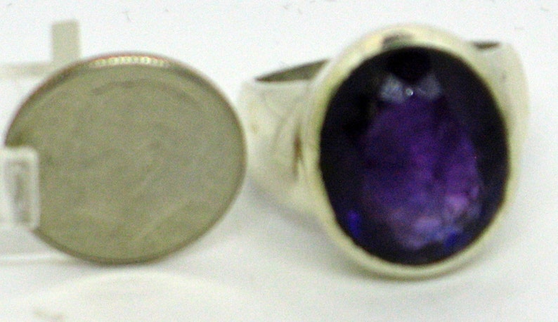 Large Amethyst Ring Natural Amethyst Large Purple Ring Extra Large Amethyst Amethyst Oval Ring Sterling Silver Ring Statement Size 8