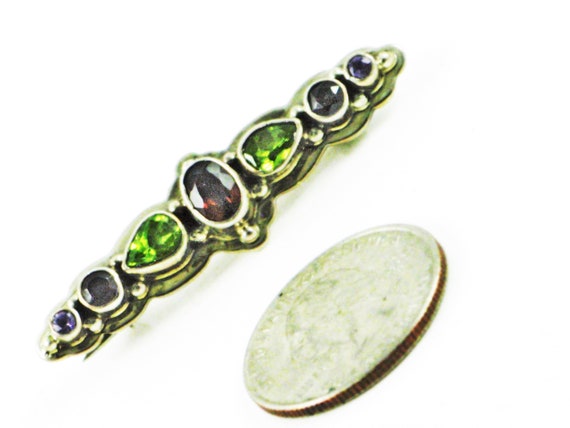 Silver Gemstone Pin, Sterling Silver Pin, Garnet G