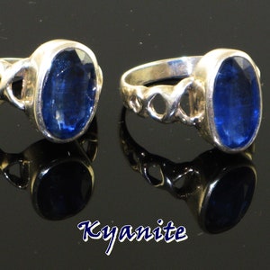 Kyanite Ring, Kyanite Silver Ring, Sterling Silver Ring, Water Sapphire Stone, Blue Oval Ring, Natural Kyanite, AAA grade Gemstone, Faceted