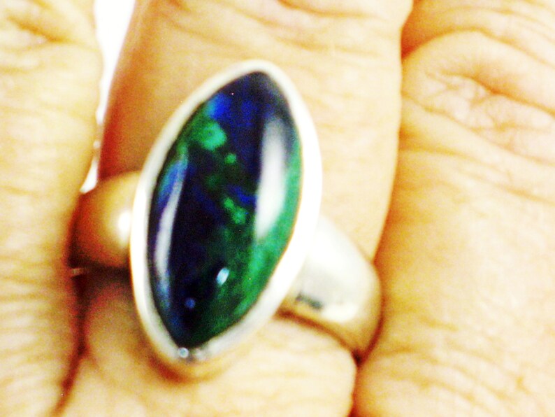 Azurite Malachite Green Malachite Ring Blue Azurite Ring Blue Green Gemstone Natural Gemstone Azurite Ring Malachite Ring Sterling