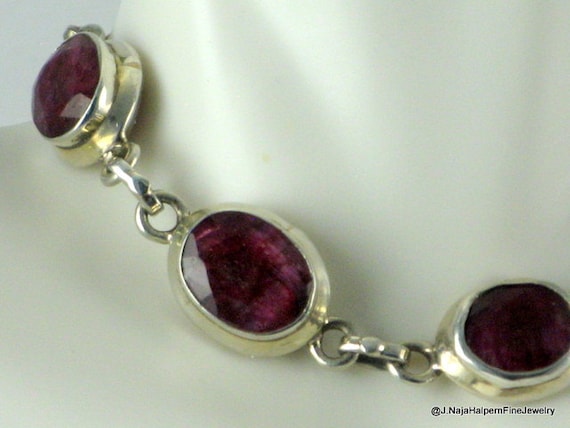 Real Red Ruby Sterling Silver Bracelet: Flexible … - image 7
