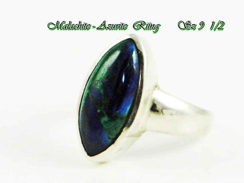 Azurite Malachite Green Malachite Ring Blue Azurite Ring Blue Green Gemstone Natural Gemstone Azurite Ring Malachite Ring Sterling