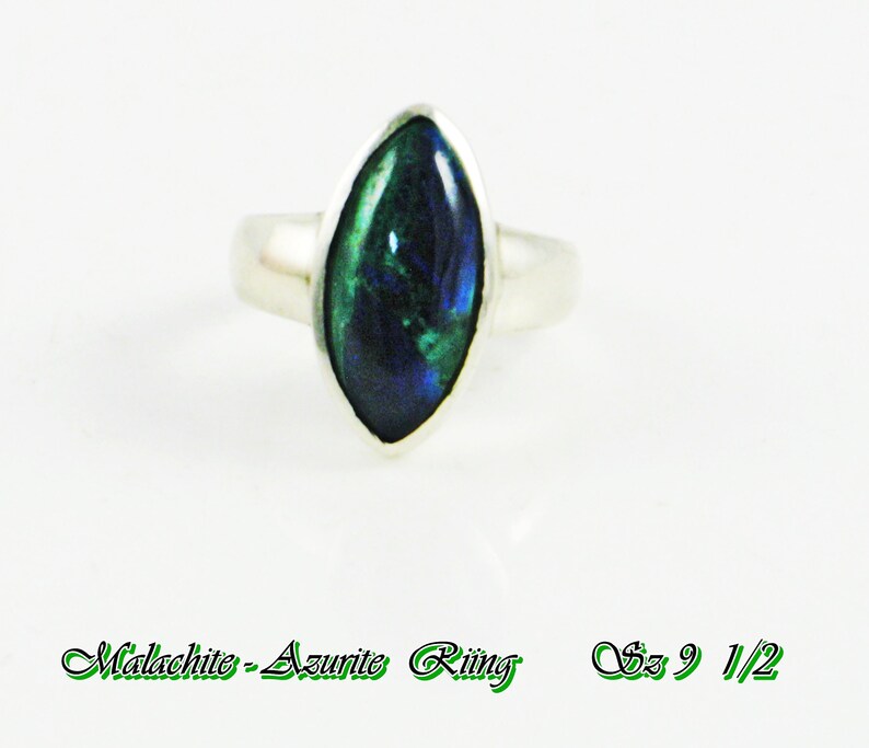 Azurite Malachite Green Malachite Ring Blue Azurite Ring Blue Green Gemstone Natural Gemstone Azurite Ring Malachite Ring Sterling