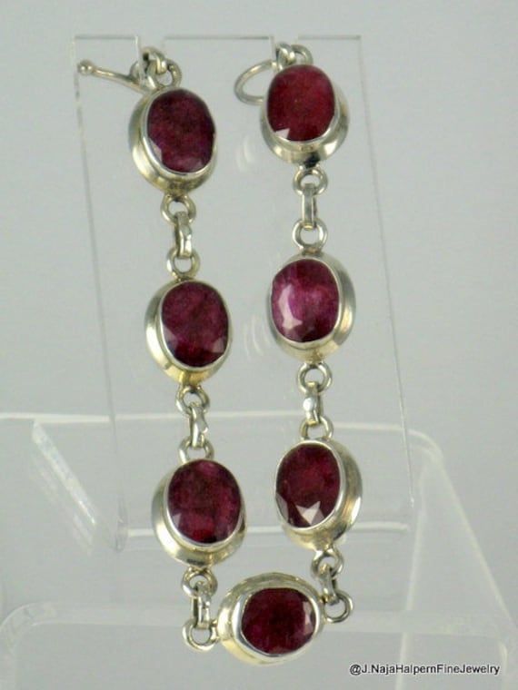 Real Red Ruby Sterling Silver Bracelet: Flexible … - image 9