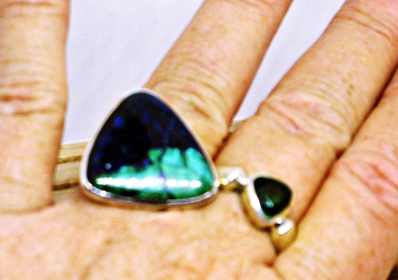 Blue Green Gemstone Natural Gemstone Blue Azurite Ring Sterling Azurite Malachite Malachite Ring Azurite Ring Green Malachite Ring