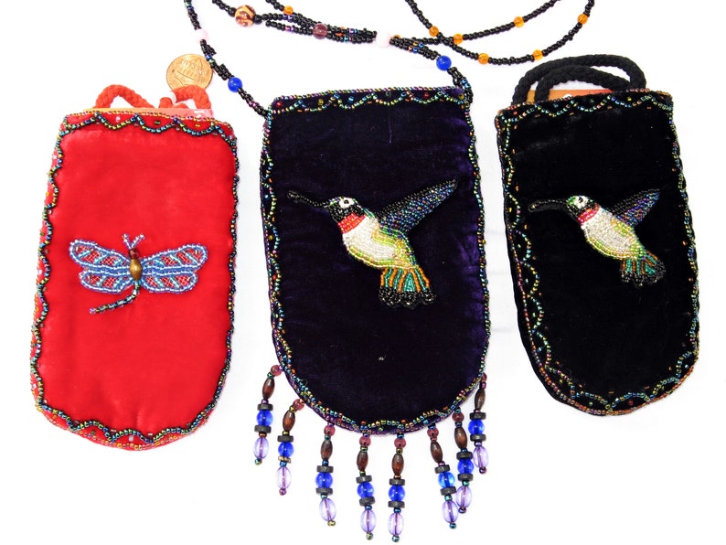 Beadwork Pouch Bead Pouch Zippered Pouch Velvet Bag Zipper Bag Crystal Bag Horse or Owl, Velvet Pouch Velvet Coin Purse Beaded Bag