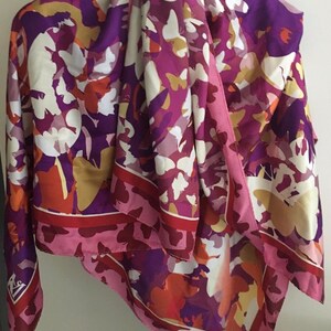 NEW Luxury &quot;Flitter Flutter &quot; 100% Silk Satin Scarf – Limited Edition ASM Designs