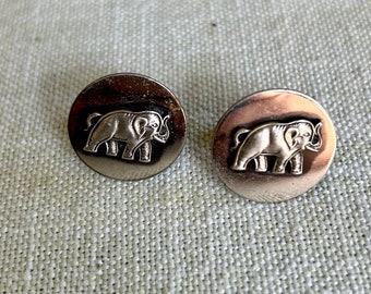 vintage cufflinks 50s  elephant , green stone, black and silver- 3 pairs