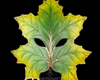 Máscara de hoja - Verde y bronce o naranja y dorado