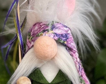 Purple Easter Gnome, Easter Gnombunny, Springtime Bunny