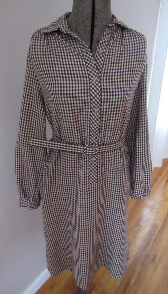 1960s Margaret Smith Vintage Plaid Wool Long-Sleev