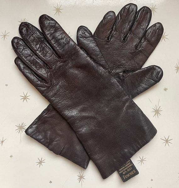 Vintage Driving Gloves Women's Brown Leather Perforated 