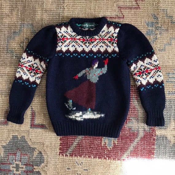 Ralph Lauren Sweater Hand knit Ski Sweater Skating