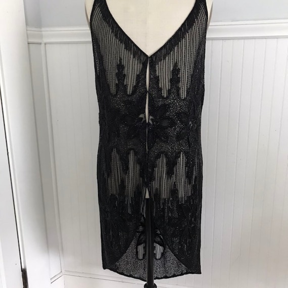 Ralph Lauren Beaded Dress Flapper Vest Tuxedo Bla… - image 1