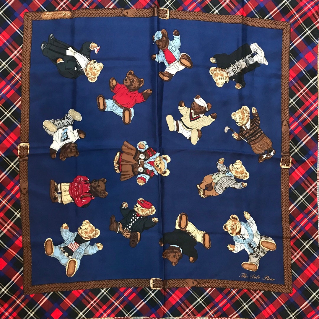 Ralph Lauren Polo Bear Scarf Silk Ralph Lauren Collector Piece Western Plaid Southwest Etsy Canada