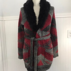 Ralph Lauren Sweater Coat Southwestern  Fur Tribal Serape Cardigan INDIAN Blanket Southwest Western