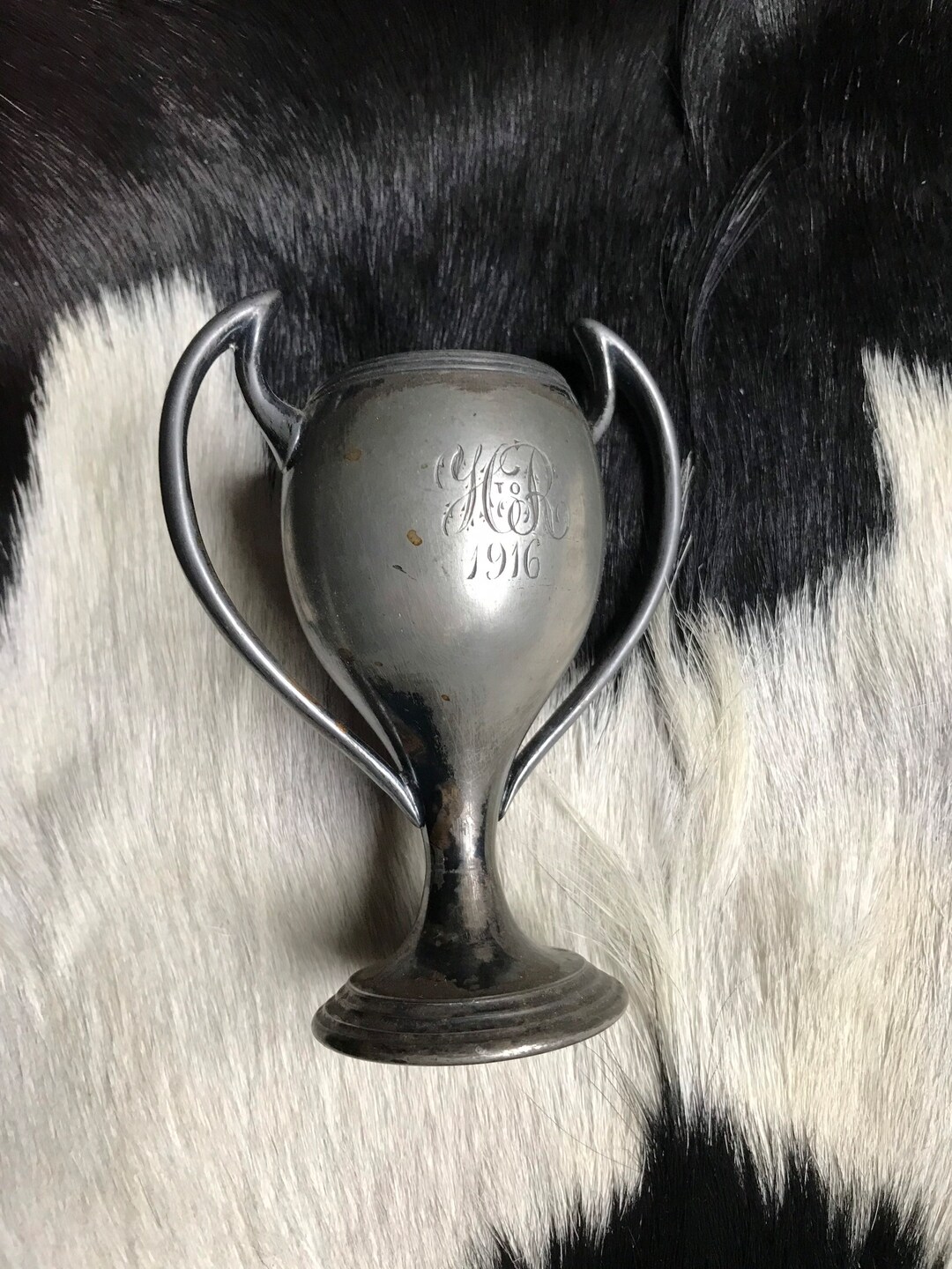 Antique Trophy Cup Silver 1916 H to R Athletic Club Sports Team Loving