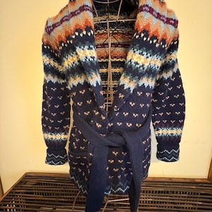 Ralph Lauren Hand Knit Cardigan Vintage Southwest Wool Fairisle Rare image 4