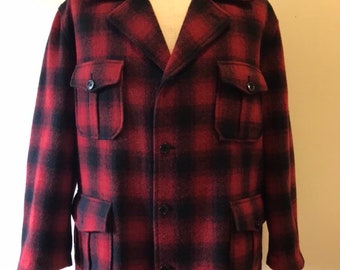 Vintage Ralph Lauren Jacket Wool Jacket Buffalo Plaid  Buffalo Check Barn Jacket Hunting Jacket Medium