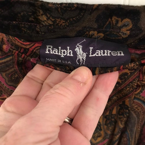 Vintage Ralph Lauren Skirt Velvet Paisley Pane Ev… - image 9