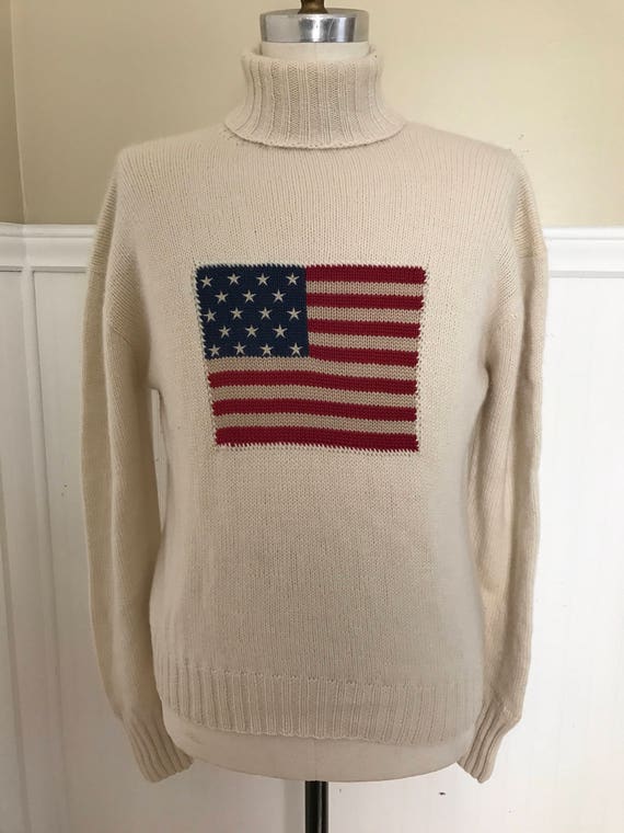 Ralph Lauren Cashmere Flag Sweater Navy American … - image 6