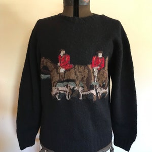 Vintage Ralph Lauren Horse Sweater Hand knit Horse Equestrian Hunt Sweater Americana bild 1
