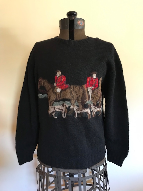 Vintage Ralph Lauren Horse Sweater Hand Knit Horse Equestrian Hunt