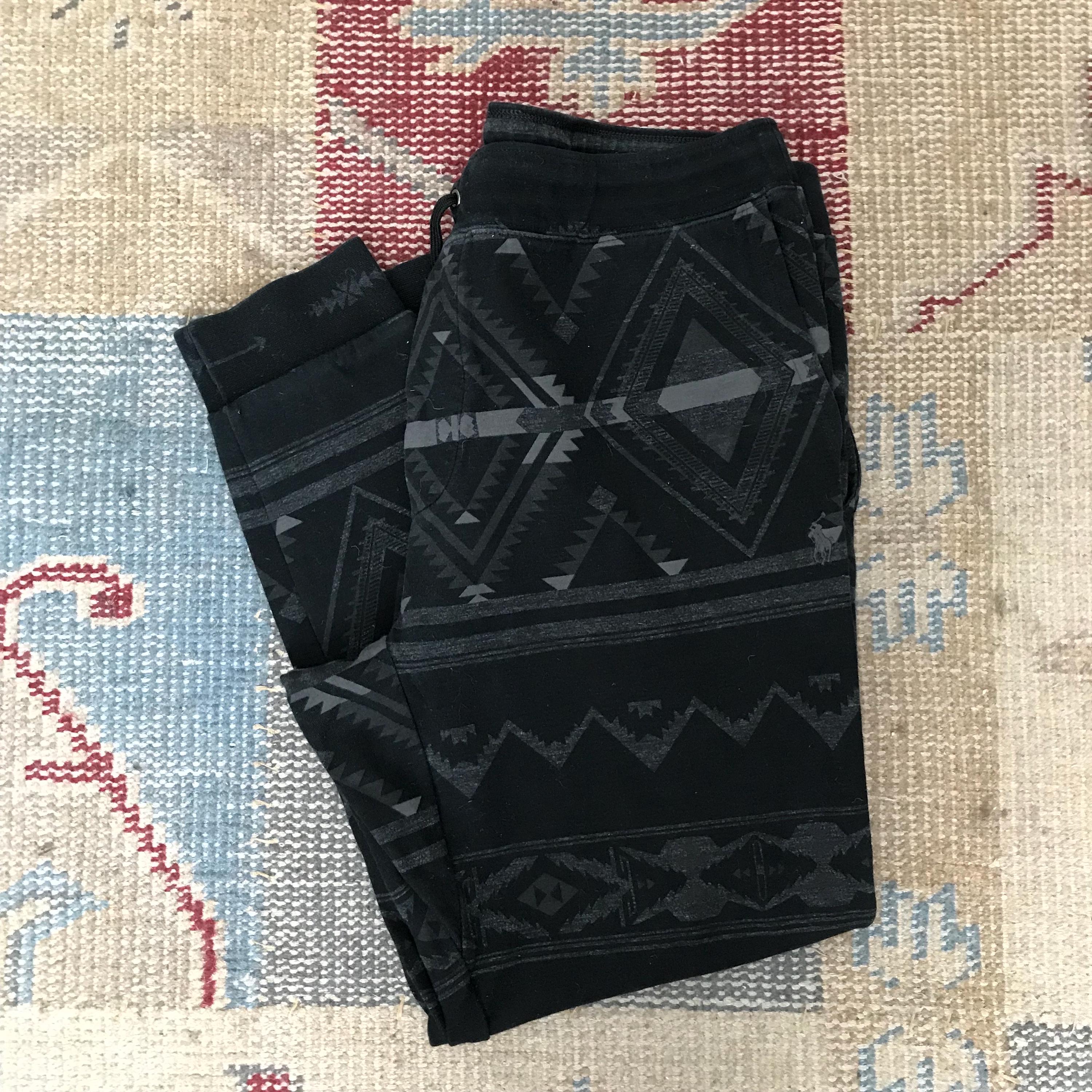 Ralph Lauren Sweat Pants Tribal Southwest Grey Cotton Polo Equestrian Western Streetwear