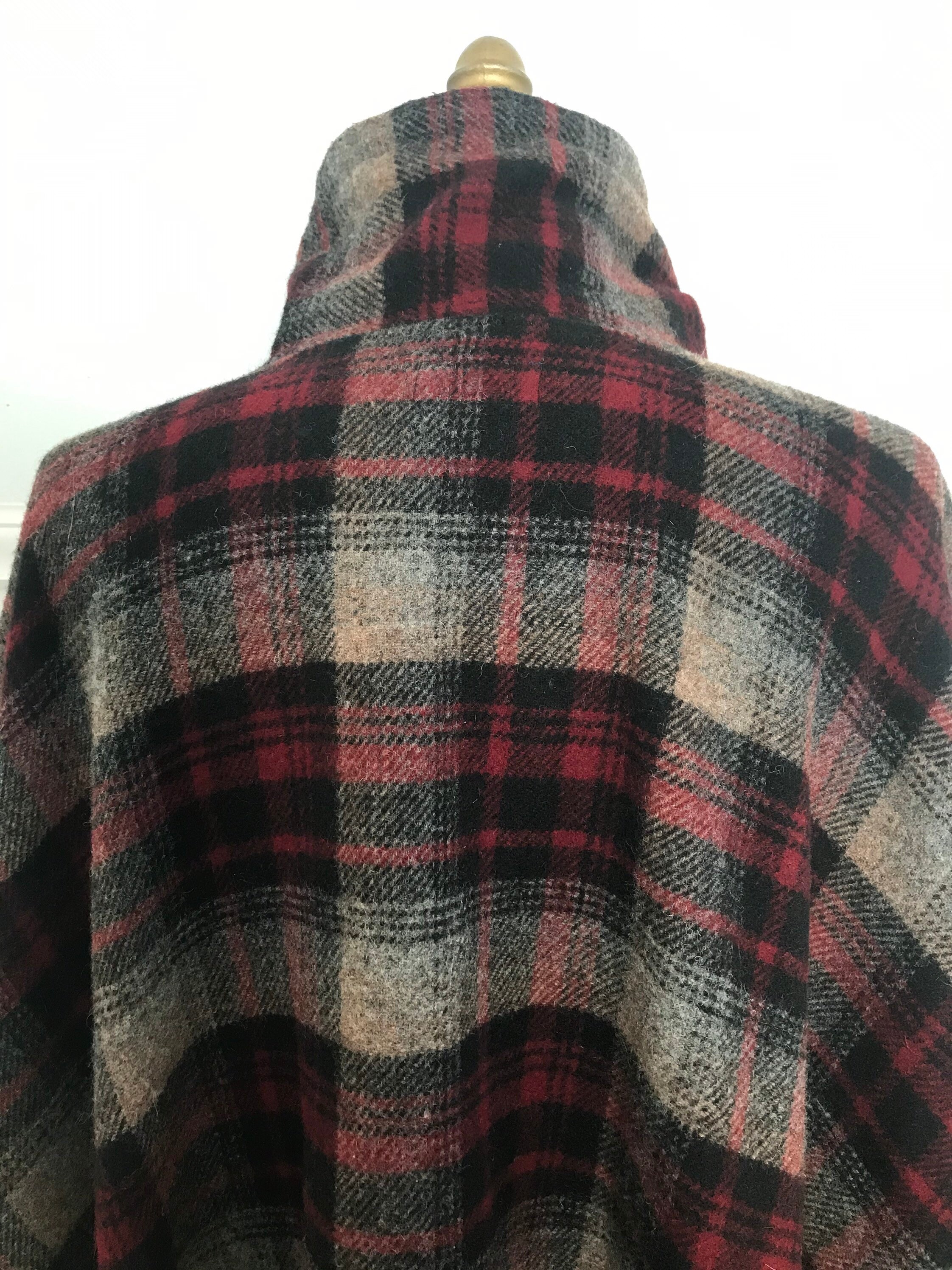Ralph Lauren Poncho Mens Wool Blanket Coat Plaid Turtleneck Etsy