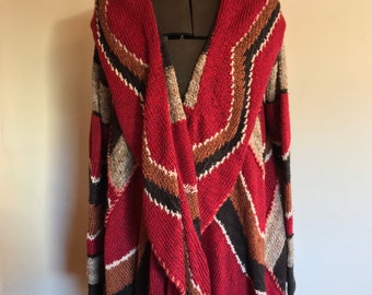 Ralph Lauren Cape Patchwork Cloak Toggle Ponco Sweater Vintage