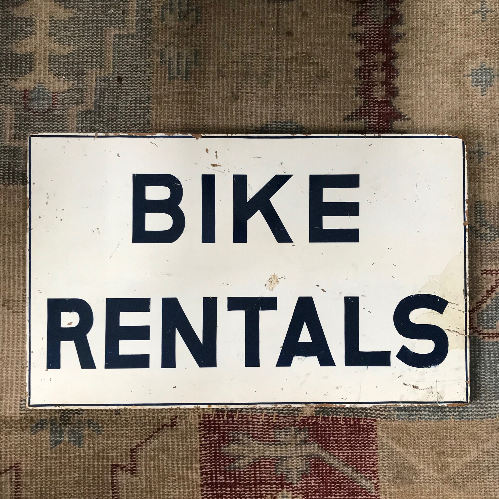 Antique Bike Rentals Sign New England Sign Blue Antique Wood Sign ...