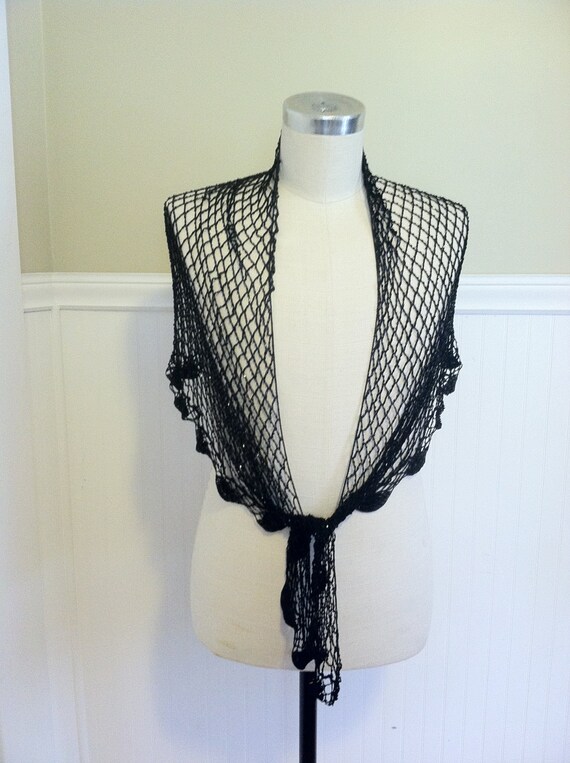 Ralph Lauren Shawl Black Beaded Shawl Wrap Evening