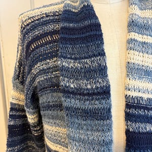 Ralph Lauren Hand Knit Cardigan Indian Blanket Sweater Coat Patchwork Tribal Aztec Navajo Serape Shawl Fringed Mesh