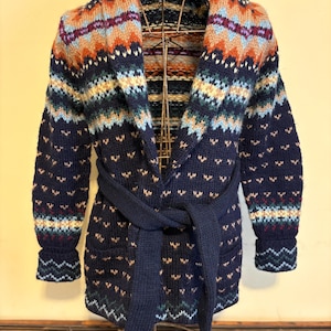 Ralph Lauren Hand Knit Cardigan Vintage Southwest Wool Fairisle Rare image 2
