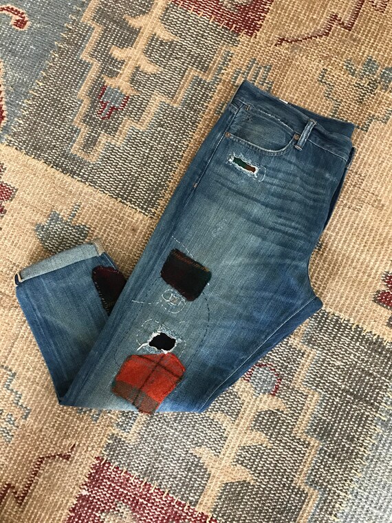Ralph Lauren Jeans Patchwork Wool Plaid Womens Ind
