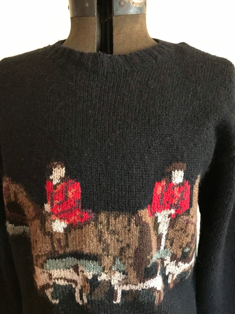 Vintage Ralph Lauren Horse Sweater Hand knit Horse Equestrian Hunt Sweater Americana bild 2