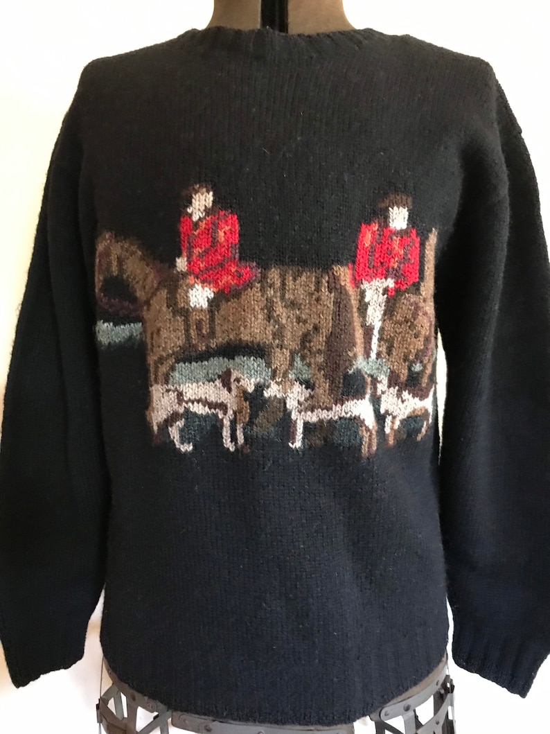 Vintage Ralph Lauren Horse Sweater Hand knit Horse Equestrian Hunt Sweater Americana bild 9