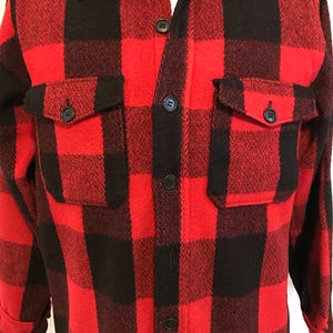 Vintage LL Bean Jacket Wool Shirt Buffalo Plaid LL Bean Cursive Large ChecK Plaid image 4