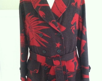 Vintage Ralph Lauren Jacket Coat Ralph Lauren Indian Blanke Tribal Serape Native American Aztec Navajo Wool Shawl Polo  Southwestern