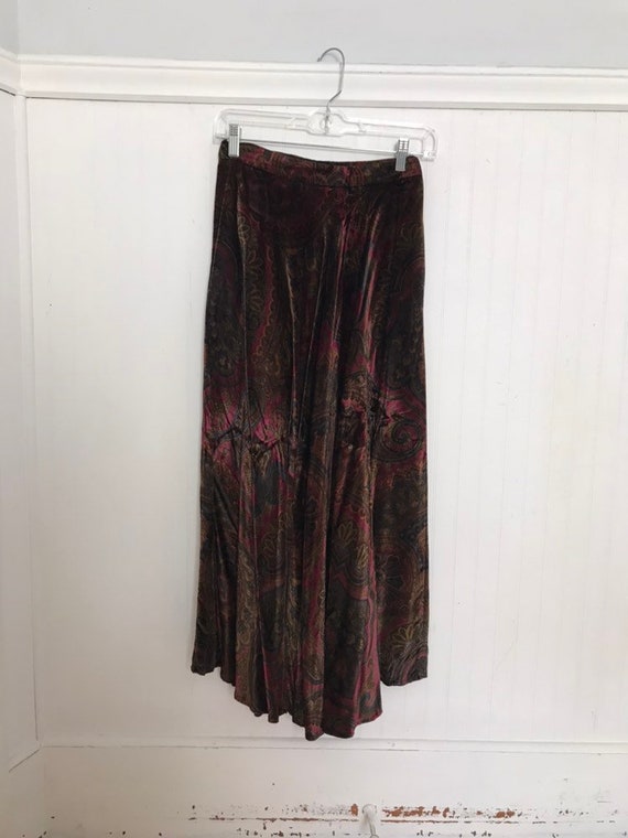 Vintage Ralph Lauren Skirt Velvet Paisley Pane Ev… - image 1