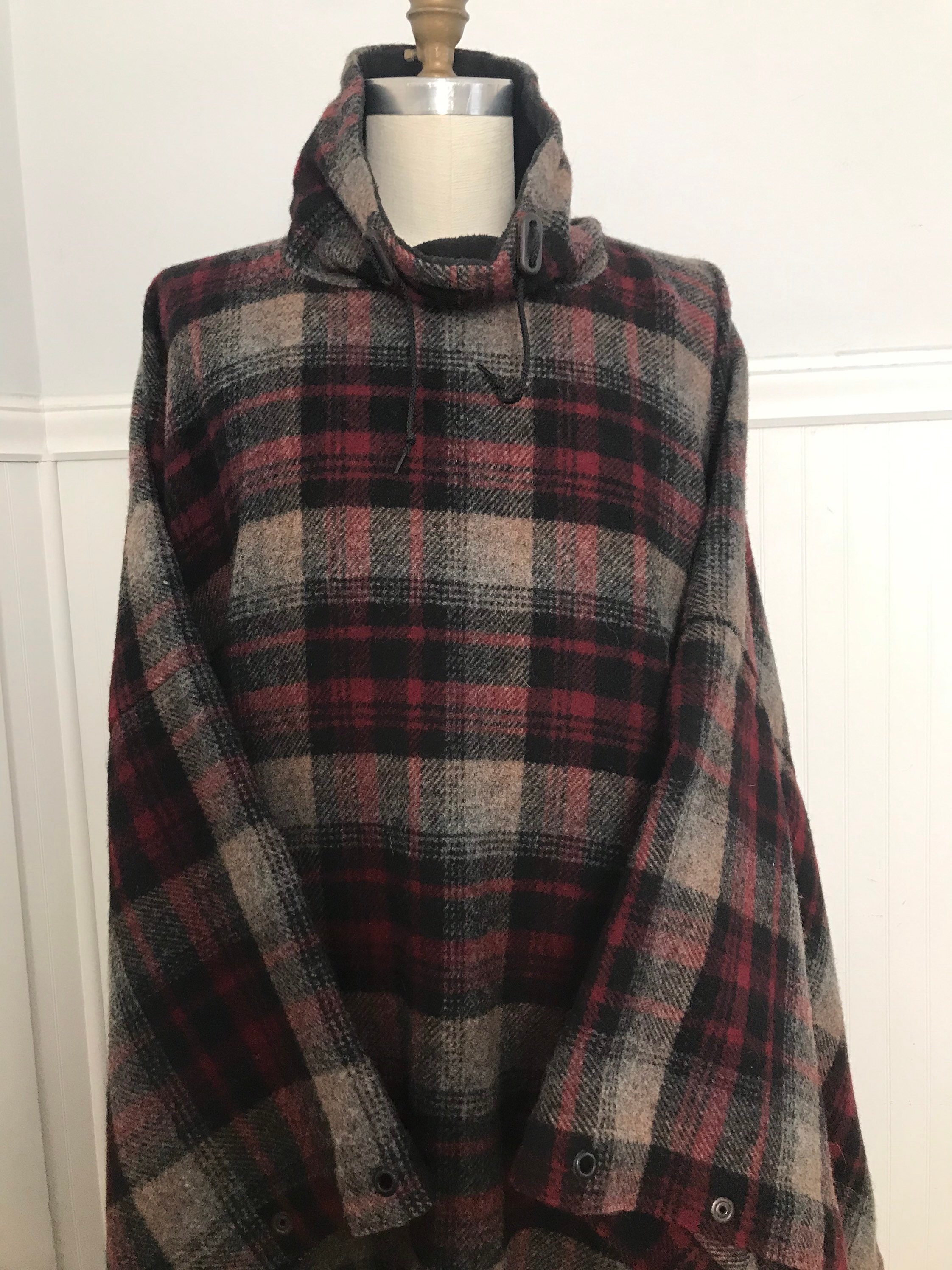 Ralph Lauren Poncho Mens Wool Blanket Coat Plaid Turtleneck Etsy