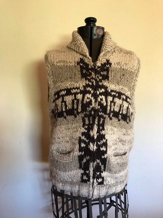 Ralph Lauren Hand Knit Sweater Vest Totem Pole Eagle Cowichan Vest 