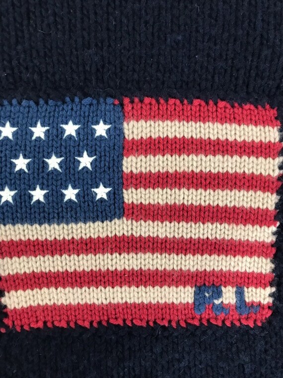 Ralph Lauren Cashmere Flag Sweater Navy American … - image 4