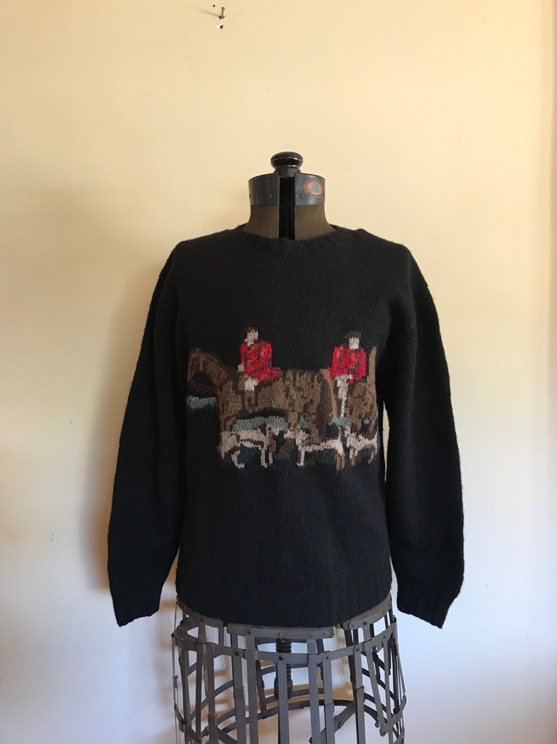 Vintage Ralph Lauren Horse Sweater Hand knit Horse Equestrian Hunt Sweater Americana bild 7
