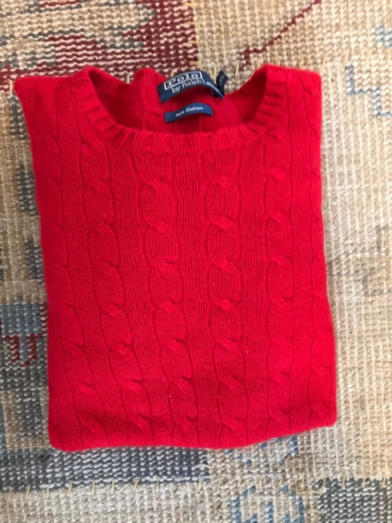 Ralph Lauren Cashmere Sweater Ralph Lauren Polo CASHMERE Cable Sweater XXL Red