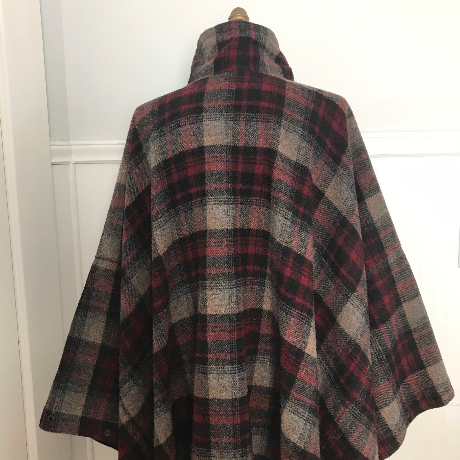 Ralph Lauren Poncho Mens Wool Blanket Coat Plaid Turtleneck Etsy